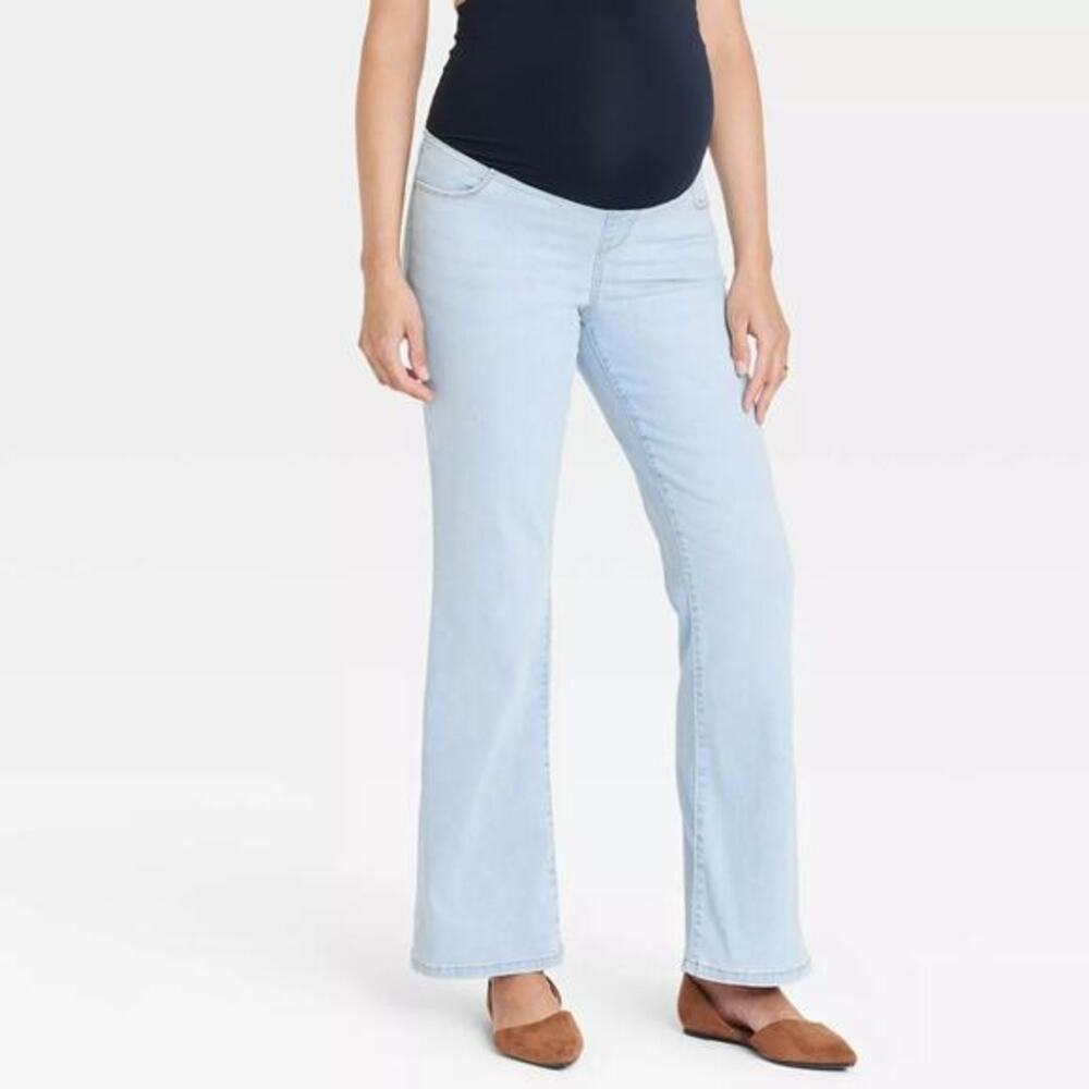 Isabel By Ingrid Isabel Over Belly High-Rise Denim Flare Maternity Pants‎ 14
